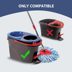 Spin Mop Replacement Set for O-Ceda 2-Tank System, Includes 2 Mop Head Replacement, 1 Mop Handle (30-58in Adjustable 4-Section Pole), 1 Spin Base