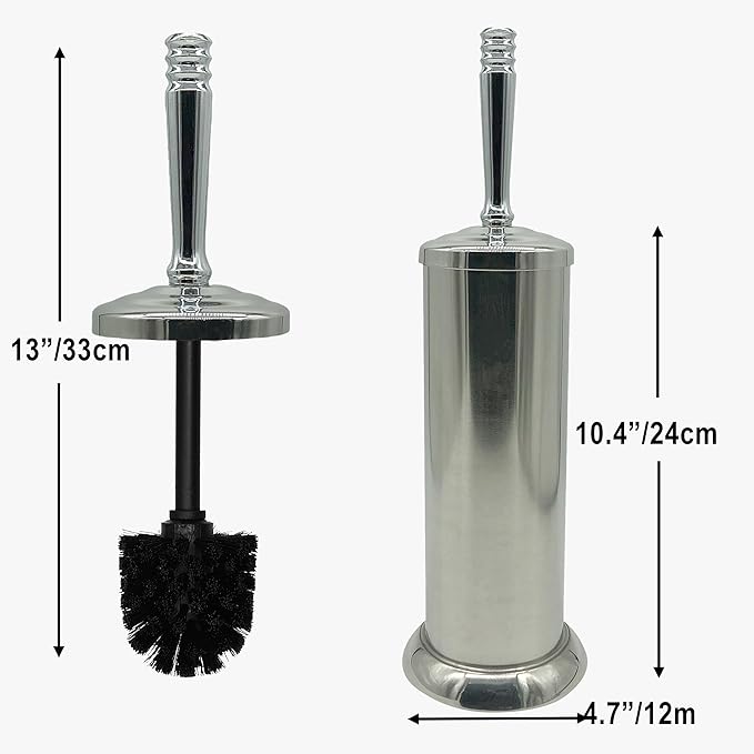 Brushed Nickel Toilet Bowl Brush with Holder, Durable Bathroom Cleaning Tool, Modern Design for Easy Toilet Maintenance, Bathroom Cleaner Brush for Efficient Cleaning and Hygiene