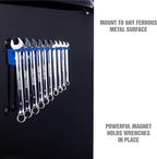 OEMTOOLS 22515 Magnetic Wrench Holder and Tool Organizer, Magnet Holds Up To 10 Wrenches To Most Metal Surfaces, SAE and Metric, 9.25 Inch Magnetic Tool Holder For Shop Or Garage, Blue