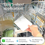 Freddie Dishwasher Sheets Fragrance Free - Space-Saving Alternative to Liquid Detergent - 180 Loads (3 Pack) Concentrated Plastic Jug Free Strips