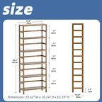 HITNET Bookcase, Bamboo Bookshelf, 6-Tier Adjustable Tall Open Book Shelf, Free Standing Storage Shelves Organizer, Flower Plant Display Stand, Walnut