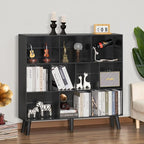 YAHARBO 10 Cube Bookshelf,3 Tier Bookcase with Legs,Black Mid-Century Modern Bookshelves,Large Free Standing Open Storage Organizer Shelf,Tall Wooden Book Case Furniture for Bedroom,Living Room,Office