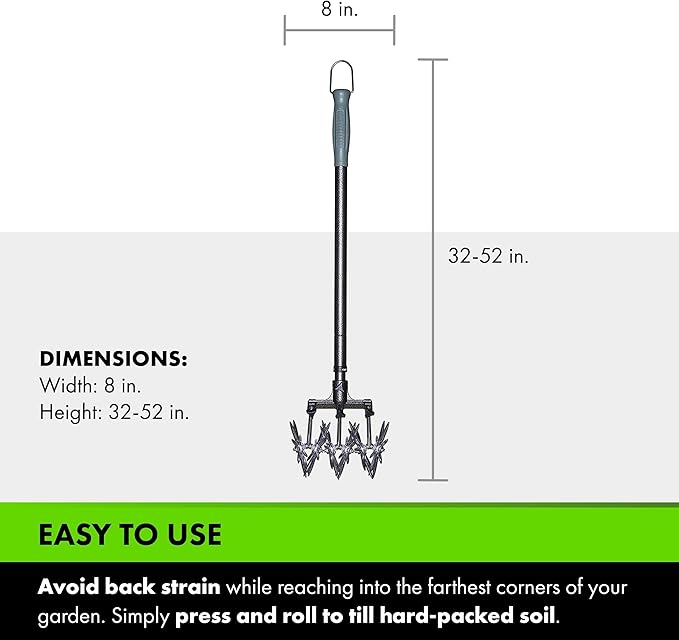 Yard Butler- Rotary Cultivator - Durable Garden Cultivator for Healthy Soil - Customizable Tiller to Meet Garden & Lawn Needs - Ergonomic Gardening Tool Design - Standard Packaging