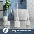 Toilet Brush, 3 Pack Toilet Brushes for Bathroom with Holder, Bathroom Accessories Toilet Bowl Brush with 3 Clean Brush, Toilet Scrub Brush, Toilet Brush Set for Deep Cleaning, White