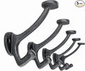 Ambipolar 5-Pack Vintage Decorative Cast Iron Wall Mounted Coat Hooks, Heavy Duty Black Hooks for Coats, Hats, Purse, Towels, Modern Farmhouse Decorative Hooks Black