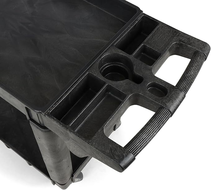 Rolling Utility Cart on Wheels, Heavy Duty Tool with Ergonomic Storage Handle and Deep Shelfs, Work Service for Garage, Warehouse, Workshop, 700-Pound Capacity 40 x 33 x 17-Inch