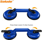 SOLUDE 2 Pack Glass Suction Cups,Aluminium Heavy Duty Vacuum Handle Glass Holder for Lifting Large Glass/Window/Tiles/Mirror/Granite/Floor Gap Fixer/Windshield Removal & Install Tool,Blue