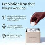 Vove Probiotic Toilet Bowl Cleaner Tablets Starter Set with Tin, 12 Count - Lime Eucalyptus, Citric Acid + Oxygen Bleach, Removes Hard Water & Limescale, Plant-Based, Septic Safe, Plastic-Free