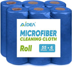 AIDEA Microfiber Cleaning Cloth 330 Sheets 6 Roll, Microfiber Towels for Cars, Shop Rags Washable, Cleaning Rags Reusable Paper Towels for Automotive, House, Cleaning Supplies 11×9" Dark Blue