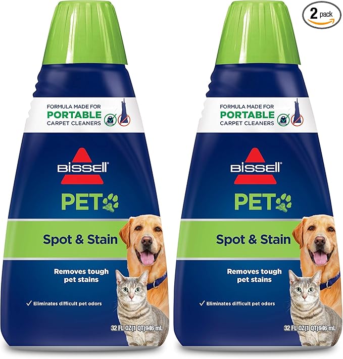 Bissell 74R7 Pet Stain & Odor Portable Machine Formula,32-Ounce,Fl Oz,(Pack of 2)