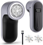 Fabric Shaver | Lint Remover with Digital Display, Electric Lint Shaver for Clothes, Sweater, and Furniture | 6-Leaf Blades, USB Rechargeable, Removes Pilling, Fuzz, Lint Balls, and Fabric Pills