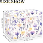 senya Large Storage Bins with Linen Collapsible Foldable Storage Cubes Fabric Closet Organizer Containers box with Flip-Top Lid for Home Bedroom Office 16.7 x 12.6 x 11.8in (Yellow Purple Flower)