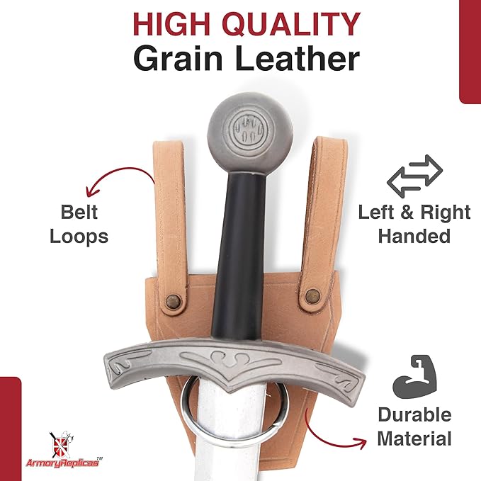 Armory Replicas - Ring Leather Universal O-Ring Medieval Style Axe Holder Belt Frog - Hand Crafted Genuine Leather Costume Weapon Holster Holder