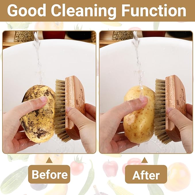 Vegetable Brush,Veggie Wash Brushes Potato Brush Cleaning Brush for Potato Carrot Cucumber and Fruits Vegetable Brush Scrubber for Food