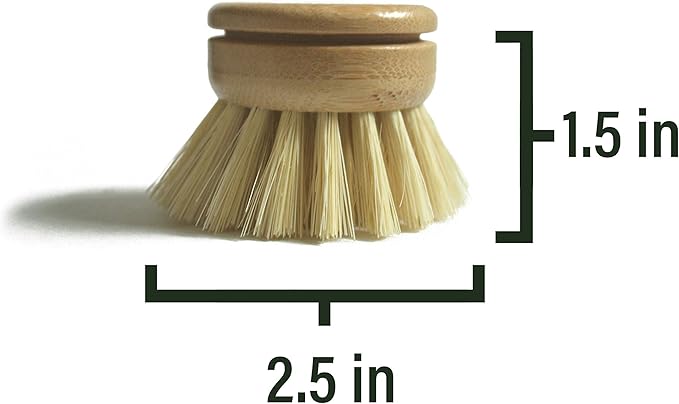 6 pcs Wooden Dish Brush Replacement Heads Made of Renewable Bamboo Wood and Natural Bristle Fiber, Durable, Long Lasting (Tampico Fiber)