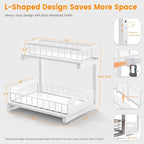 Under Sink Organizer Storage 2-Tier Heavy Duty Metal Pull Out Cabinet Organizer Slide Out Sink Shelf Organizer Height Adjustable, Multi-Purpose Storage Shelf for Kitchen Bathroom (White, 1 Pack)