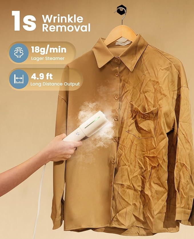 Jack ＆ Rose Travel Steamer For Clothes,110-230V,0.9Ib Light,9 * 2.6in Small Mini Travel Size,Steamer Iron 2 in 1,15s Heat-Up,Ceramic Heat Panel,For Global ＆ Europe Traveling