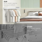 Laundry Drying Rack, Collapsible Wall Mounted Clothes Drying Rack - Foldable,Space Saving, 13.2 Linear Ft, 5 Aluminum Rods, 60 lb Capacity (White, 40")