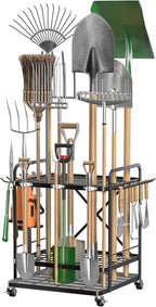 Garden Tool Organizer Outdoor Garage and Shed Tool Storage Yard Tool Holder and Storage Rack Garden Tool Stand for Shed and Garage