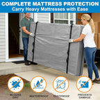 TICONN Mattress Bags for Moving, Heavy Duty Full XL Mattress Cover Storage Bag with Full-Around Handle and Adjustable Buckles (Gray, Full XL)