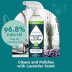 Puracy Stainless Steel Cleaner, Natural Stainless Steel Sink Cleaner, Stainless Steel Cleaner for Appliances, Sink Cleaner and Polish Kitchen Cleaner, Stainless Steel Refrigerator Spray (Lavender)
