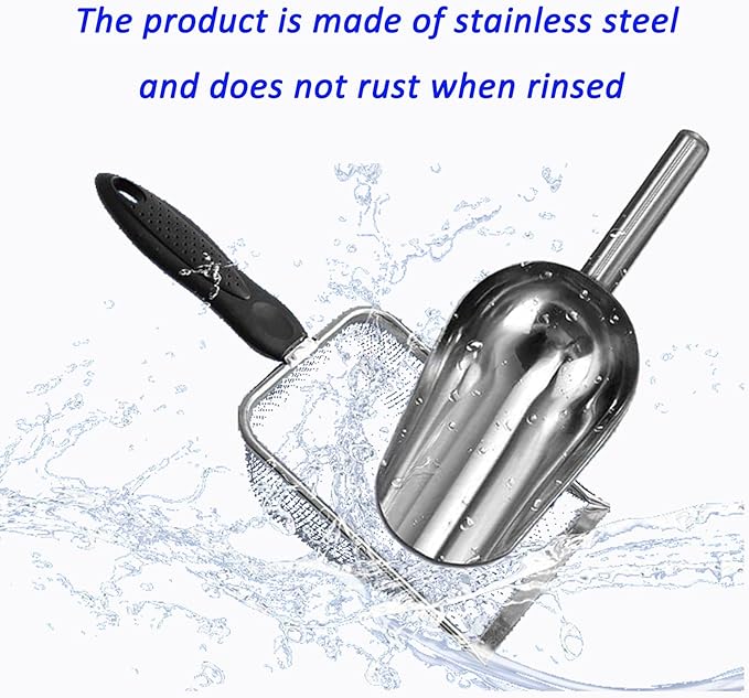 3 Pcs Soil Sifter for Gardening with Garden Shovel, (2.8/5 MM Mesh) Soil Sieve and Scoop for Screening Rock, Dirt, Compost and Gravel, 304 Stainless Steel: Rust-Resistant, Suitable for Beaches & Pets