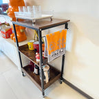 3-Tier Rolling Utility Cart with Lockable Wheels Storage Slim Storage Heavy Duty Cart Mobile Shelving Unit Craft Narrow Organizer for Bathroom Laundry Kitchen (Black)