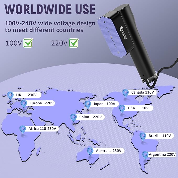 Travel Steamer for Clothes, Dual Voltage 1200W Handheld Steamer & Iron 2 in 1, Portable Mini Hand Held, Travel Size Garment Steamer&Iron Perfect for Global ＆ Europe Travel, 7.2FT Power Cord 100V-240V