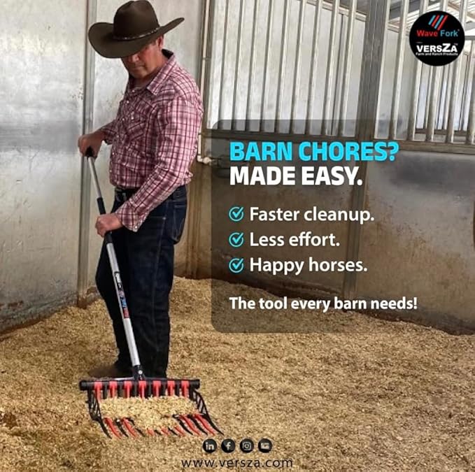 Wave Fork by VERSZA Farm & Ranch| Manure Fork Replacement Head| Durable TINES That Don't Break ! (Color RED Blue)