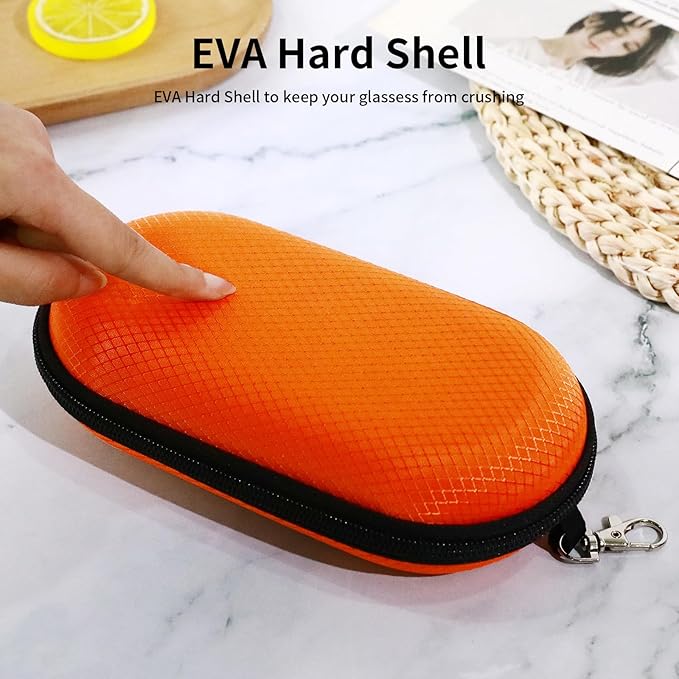 Double Eyeglasses Case, Hard Shell Dual Sunglasses Organizer with Zipper Clip Travel Glasses Storage for Women Men