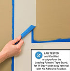 Blue Painters Tape 3 Inch Wide, 12 Rolls Masking Tape - Perfect for Precise Lines on Walls & Trim, Multi-Surface, Residue-Free, Easy Removal - Ideal for Indoor & Outdoor Use, 3in x 60yds