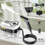 Handheld Steam Cleaner, Portable Steamer for Cleaning with 9pcs Accessories, 6-Level Adjustable Handle, 12s Heat-Up, 1200ml Tank, Steam Cleaner for Home,Dirt,Grout,Tile,Floor,Couch and Car (White)