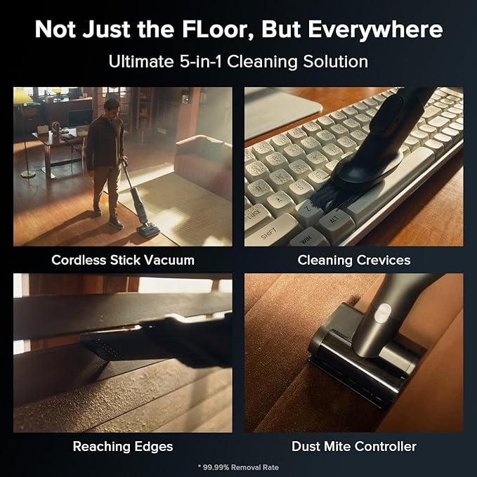 roborock F25 ACE Combo Wet Dry Vacuum Cleaner, 5-in-1 Cordless Stick Vacuum Mop, Smart Hard Floor Washer with 180° Lie-Flat, AI Assitant Wheels, Self Cleaning, 65 min Runtime, Whole House Cleaning