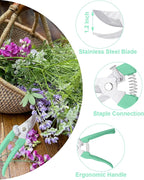 Pruning Shears for Gardening, 1 Pack Garden Scissors for Cutting Fresh Flowers, Floral Clippers for Plants, Fruits (Green)