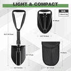REDCAMP 18" Mini Survival Folding Camping Shovel with Cover, Manganese Steel Tri-Fold Handle Portable Tactical Shovel for Hiking, Beach, Mud, Snow, Lightweight 1.5Lbs Black