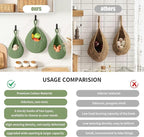 Boho Wall Hanging Fruit Baskets for Kitchen 3 Pack Woven Produce Holder with 6 Pcs Strong Hooks Vegetable Hanging Basket for Organizing Teardrop Home Wall Potato Onion Storage, Green