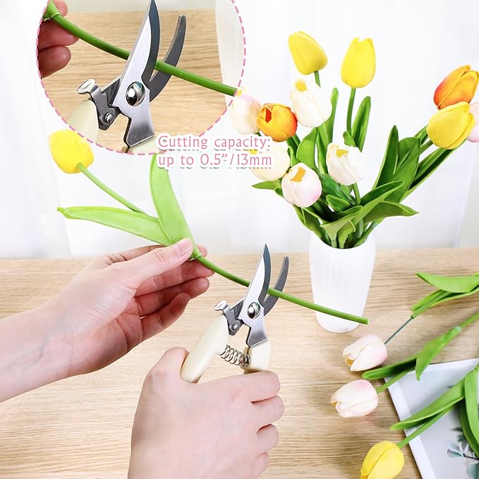 Jutom 8 Pcs Garden Shears Pruning Scissors Clippers Sharp Hand Pruners for Gardening Tools Cutting Flowers Trimming Plants Bonsai Fruits Picking, 4 Bypass Blade and 4 Straight Blade