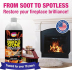 Quick'n Brite Fireplace Brick and Stone Cleaner 32oz with Scrub Brush - Natural Stone, Tile, and Marble Cleaner - Indoor Fireplace and Wood Stove Cleaning Kit - Pellet Stove Creosote Remover