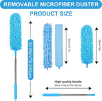 4PCS Microfiber Duster Kit, 3 in 1 Microfiber Dusters Retractable Gap Dust Cleaner and Chenille Duster with 83 inches Extra Long Extension Pole for Cleaning Ceiling Fan, High Ceiling