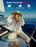 Travel Steamer Iron Portable, Rylena 180° Rotatable Handheld Press Iron for Clothes, Curtains, 2025 LeakProof & Anti-Drip Tech, Fast De-Wrinkle, Crisp Crease, XL Tank, Easy Grip, Apt, Cruise,Dorm