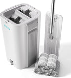JOYMOOP 8L Large Capacity Flat Mop System with Extension Handle, Ideal for Floor, Window, and Wall Cleaning - Includes 5 Washable Microfiber Pads for Wet and Dry Use