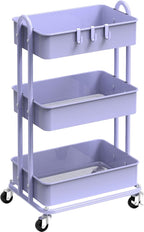 Simple Houseware 3-Tier Heavy Duty Metal Utility Rolling Cart, Purple