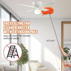 Ceiling Fan Cleaner Duster with 60 inch Extension Pole, Dusters for Cleaning High Ceiling Fan Blades, Dusters Kit with Storage Bag, Cleaning Tools for Families