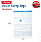 2 Pack Jumbo Vacuum Storage Bags for Comforters, Blankets & Clothes – Jumbo Vacuum Sealed Compression Bags with Hand Pump – Space Saver Storage Bags for Bedding, Moving, Travel & Organization