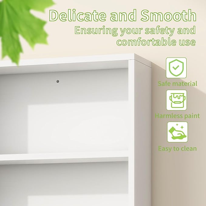 Wooden Bathroom Organizers, Over The Toilet Storage Cabinet with 2 Doors, Adjustable Shelves & Towel Bar, Wall Mounted Medicine Cabinet for Laundry with Mirror, White