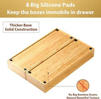 Umilife Bamboo Kitchen Utensils Organizer, Extra Long High Silverware Drawer Holder, Flatware Cutlery Storage Box, Multi-Use Drawer Divider in Office, Bathroom, Pantry - 17"x6"x2.5" (Set of 2)