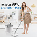 Spin Mop and Bucket with Wringer Set, 360° Spinning Mop Bucket with Separate Dirty and Clean Water System with 3 Microfiber Mop Pads and 52" Stainless Steel Adjustable Handle for Floor Wall Cleaning