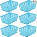 YBM HOME 6-Pack Small Plastic Storage Baskets for Home Junk Drawers and Office Desktop Drawers Organization - Functional Trays for Kitchen, Bedroom, and Bathroom, Blue