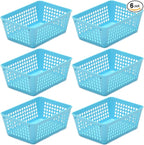 YBM HOME 6-Pack Small Plastic Storage Baskets for Home Junk Drawers and Office Desktop Drawers Organization - Functional Trays for Kitchen, Bedroom, and Bathroom, Blue
