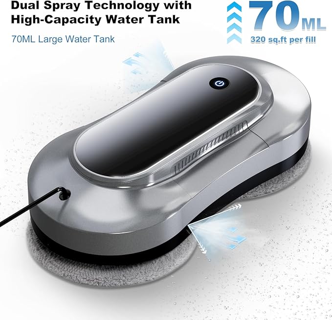 Automatic Window Cleaning Robot, Auto Dual Water Spray & AI Path Planning,Edge Detection & Remote Control, Smart Window Cleaner Robot for Highrise Glass Inside & Outside